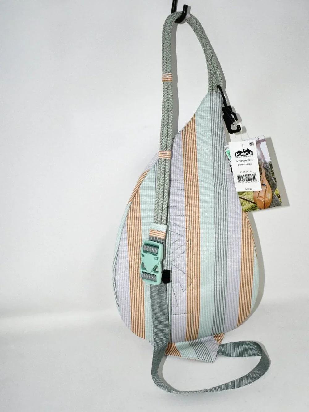 KAVU Mini Rope Sling Serene Stripe #9191-2511 Cotton Canvas Crossbody Backpack